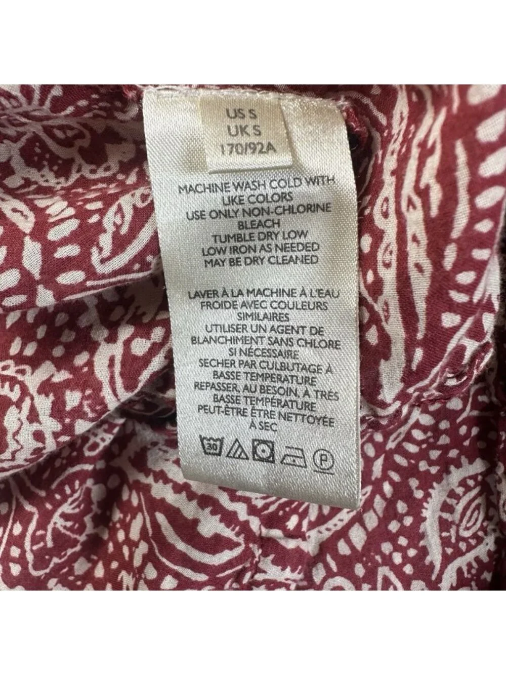Free People Women's Size Small Cool Meadow Top Peasant Floral Oversized Red - Picture 12 of 13